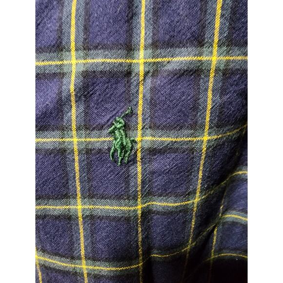 Ralph Lauren Custom Fit Men's Medium Plaid Button Down Shirt Green Pony - Picture 3 of 10